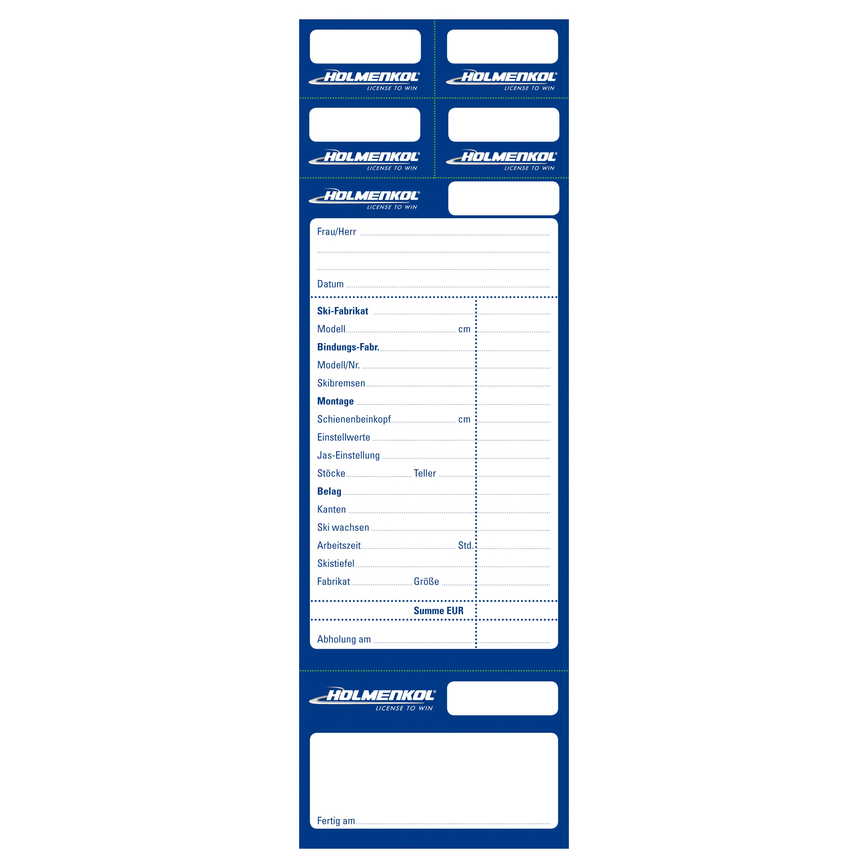 Repair Card - Ski Service Stubs 50 pagine